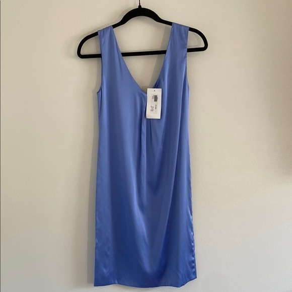 Michelle Farmer Periwinkle VNeck Slip Mini Dress Silk NWT women’s XS - Picture 1 of 7